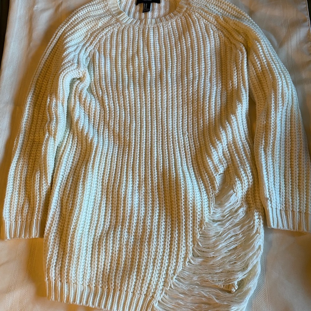 Forever 21 Cream Crew Neck Sweater Classic Style